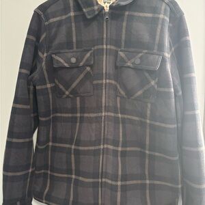 Men's Plaid Jacket - Navy Blue and White